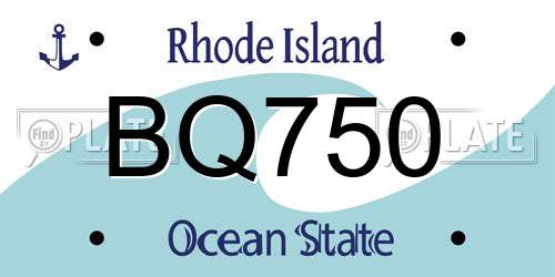 BQ750 Rhode Island License Plate