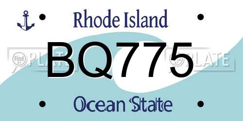 BQ775 Rhode Island License Plate