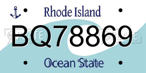 BQ78869 Rhode Island License Plate