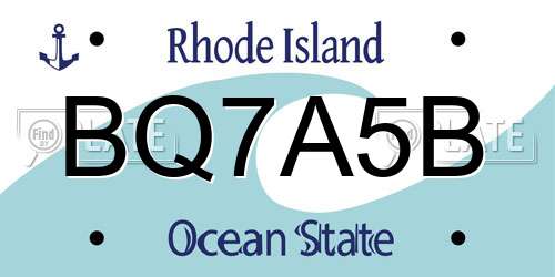 BQ7A5B Rhode Island License Plate