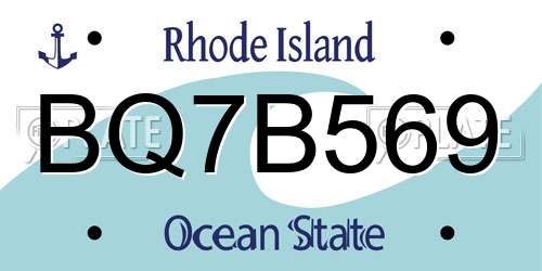 BQ7B569 Rhode Island License Plate