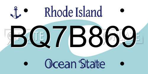 BQ7B869 Rhode Island License Plate