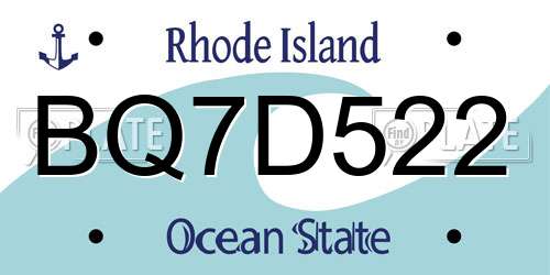 BQ7D522 Rhode Island License Plate