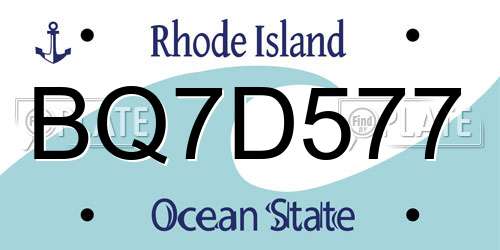 BQ7D577 Rhode Island License Plate