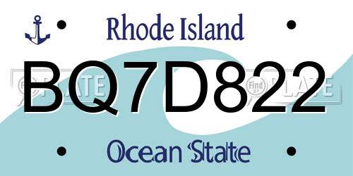 BQ7D822 Rhode Island License Plate