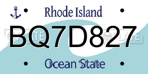 BQ7D827 Rhode Island License Plate