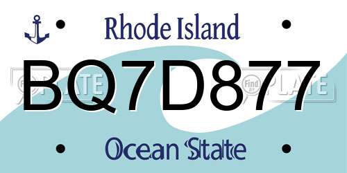 BQ7D877 Rhode Island License Plate