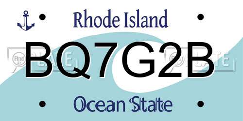 BQ7G2B Rhode Island License Plate