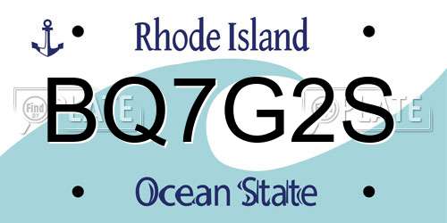 BQ7G2S Rhode Island License Plate