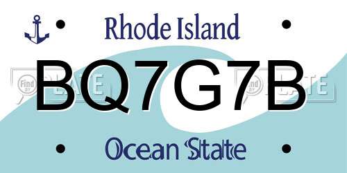 BQ7G7B Rhode Island License Plate