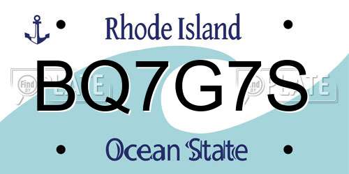 BQ7G7S Rhode Island License Plate