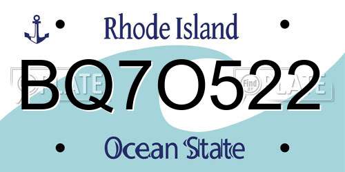 BQ7O522 Rhode Island License Plate
