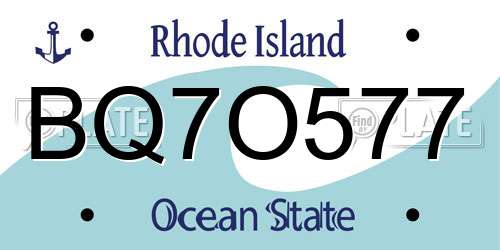 BQ7O577 Rhode Island License Plate