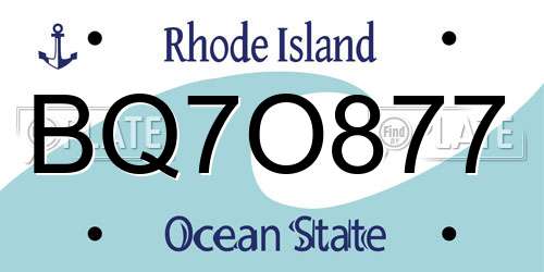 BQ7O877 Rhode Island License Plate