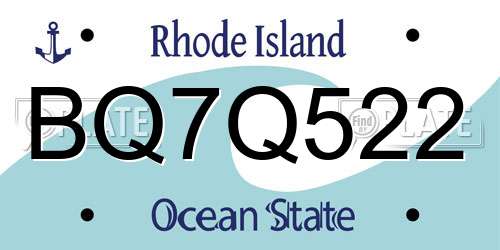 BQ7Q522 Rhode Island License Plate