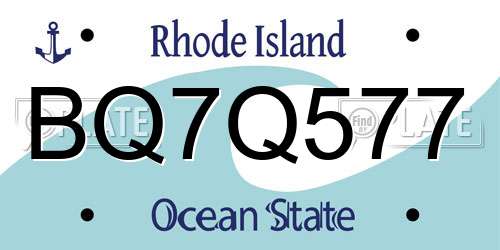 BQ7Q577 Rhode Island License Plate