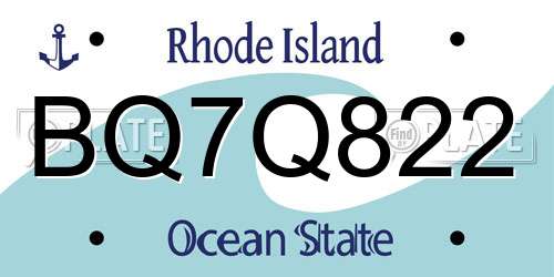 BQ7Q822 Rhode Island License Plate