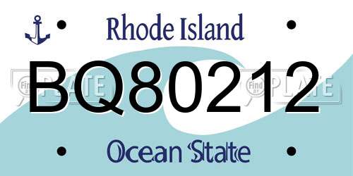 BQ80212 Rhode Island License Plate