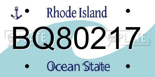 BQ80217 Rhode Island License Plate