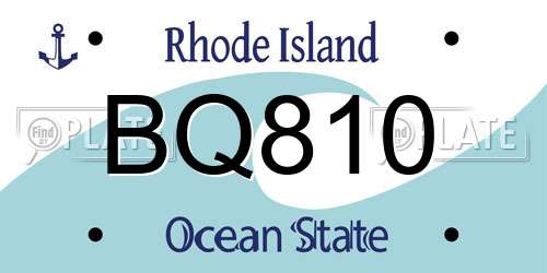 BQ810 Rhode Island License Plate