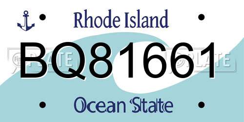 BQ81661 Rhode Island License Plate