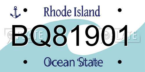BQ81901 Rhode Island License Plate