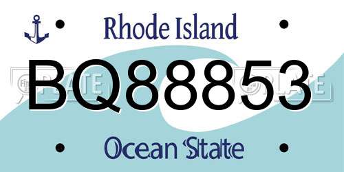 BQ88853 Rhode Island License Plate