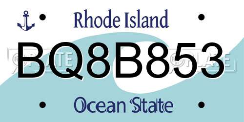 BQ8B853 Rhode Island License Plate