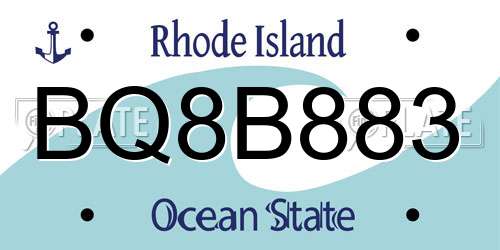 BQ8B883 Rhode Island License Plate