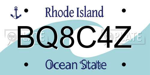 BQ8C4Z Rhode Island License Plate