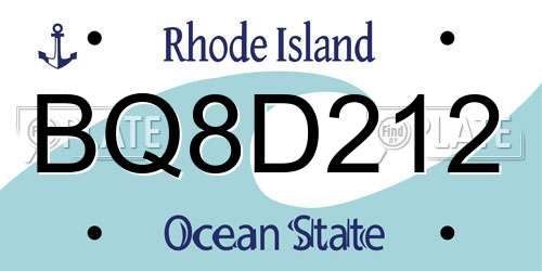 BQ8D212 Rhode Island License Plate