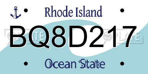 BQ8D217 Rhode Island License Plate