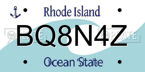 BQ8N4Z Rhode Island License Plate