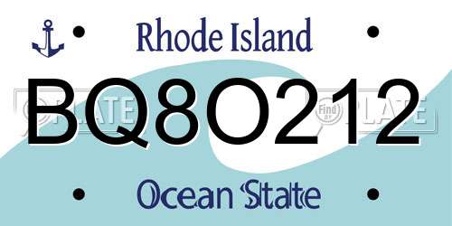 BQ8O212 Rhode Island License Plate