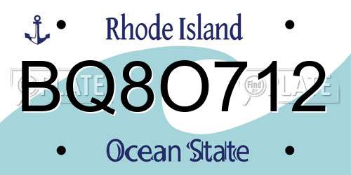 BQ8O712 Rhode Island License Plate
