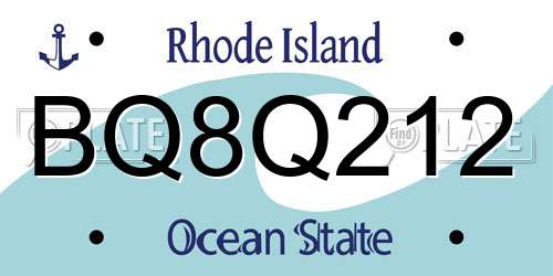 BQ8Q212 Rhode Island License Plate