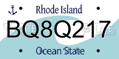 BQ8Q217 Rhode Island License Plate