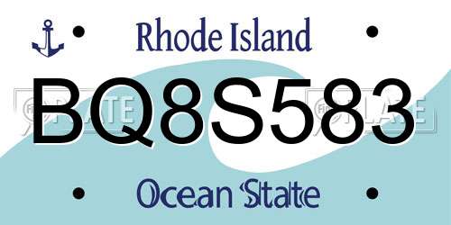 BQ8S583 Rhode Island License Plate
