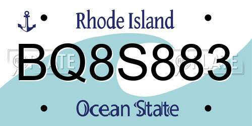 BQ8S883 Rhode Island License Plate