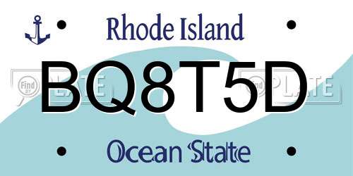 BQ8T5D Rhode Island License Plate
