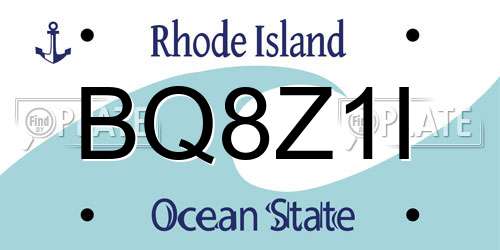 BQ8Z1I Rhode Island License Plate
