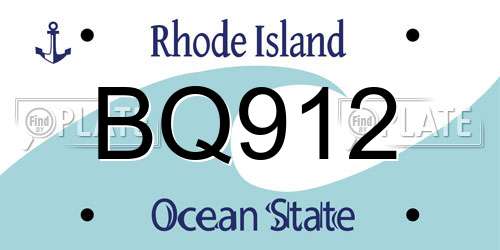 BQ912 Rhode Island License Plate