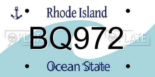 BQ972 Rhode Island License Plate