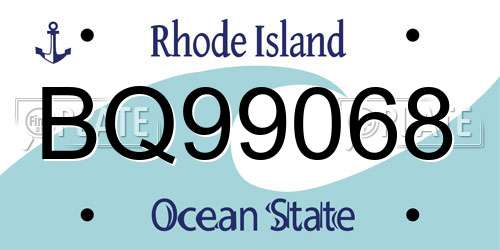 BQ99068 Rhode Island License Plate