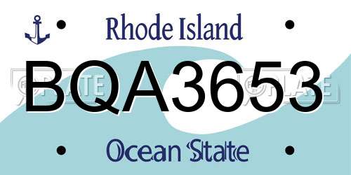 BQA3653 Rhode Island License Plate