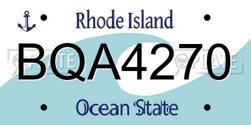 BQA4270 Rhode Island License Plate