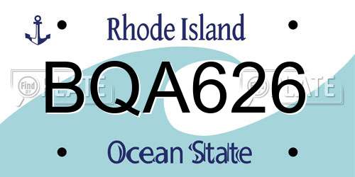 BQA626 Rhode Island License Plate