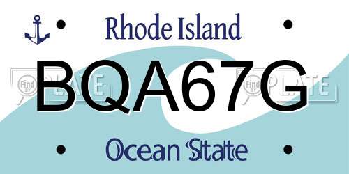 BQA67G Rhode Island License Plate