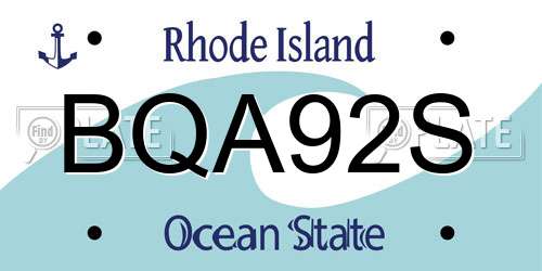 BQA92S Rhode Island License Plate