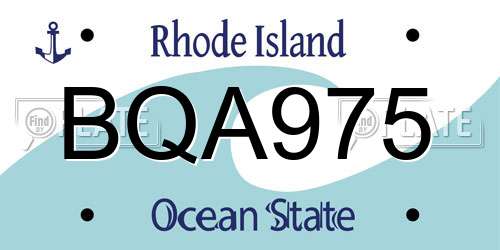 BQA975 Rhode Island License Plate
